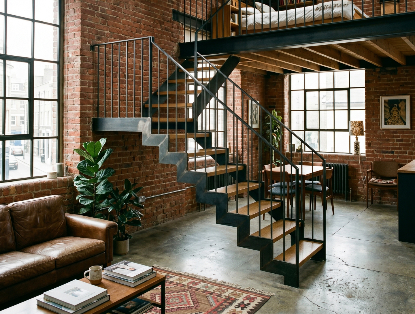 Zigzag staircase in a contemporary Texas property